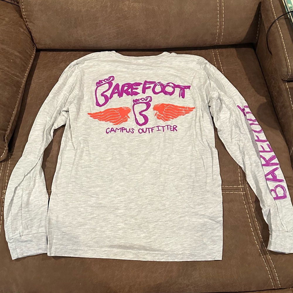 Barefoot Purple and Orange Logo Tee M